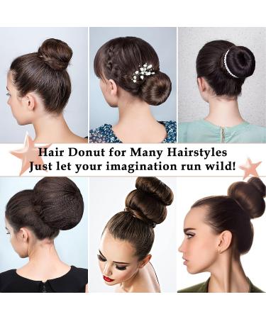 6-Piece Hair Bun Maker Set - Ring Style Donut Bun Shaper & Hair Accessories with Bobby Pins, Elastic Bands, and Ponytail Tools for Women, Girls, Kids - Black - Buy Online on SooperMarket.com