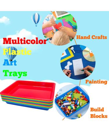 12 Pack Activity Plastic Art Trays Multicolor Plastic Art Trays Serving Tray for Art and Crafts DIY Projects Painting 4 Color - Buy Online on SooperMarket.com