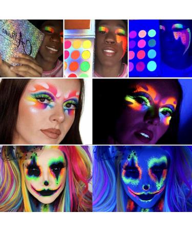 Shop Colorful Neon Eyeshadow Palette - Highly Pigmented Matte & Glitter - UV Glow Blacklight Makeup for Eyes Face & Body - Buy Online on SooperMarket.com