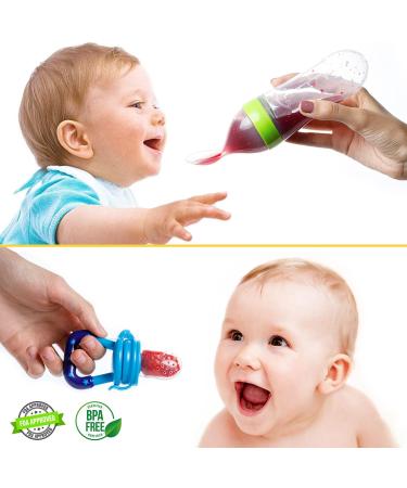 Gedebey Baby Fruit Pacifier Feeder - 3 Pack | Silicone Teethers & Feeding Spoon Set for Infants | Colorful Baby Food Forage Feeder - Buy Online on SooperMarket.com