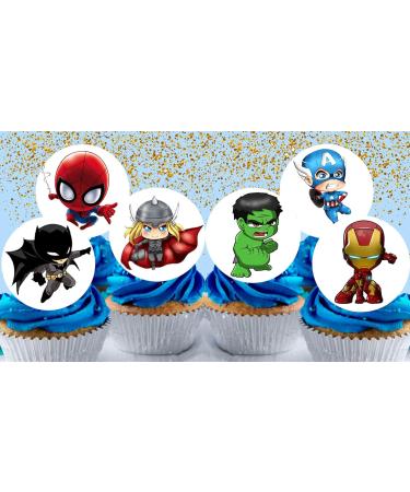 Pre-Cut Superheroes 1A Edible Stand up Wafer Paper Cupcake Toppers Cake Decorations Birthday Party Superhero Mix (12) - Buy Online on SooperMarket.com