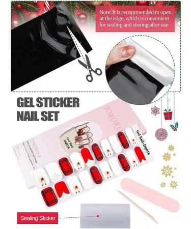 EBANKU Christmas Glitter Gel Nail Strips - Long Lasting & Waterproof Full Nail Wraps with Nail File, Wipes & Sealing - UV/LED Lamp Required (SDTRK18) - Buy Online on SooperMarket.com