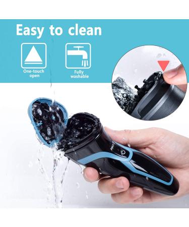 MAX-T Electric Razor for Men - Corded/Cordless Rotary Shaver with Pop Up Trimmer, IPX7 Waterproof, Wet/Dry, Wall Adapter Included - Blue - Buy Online on SooperMarket.com
