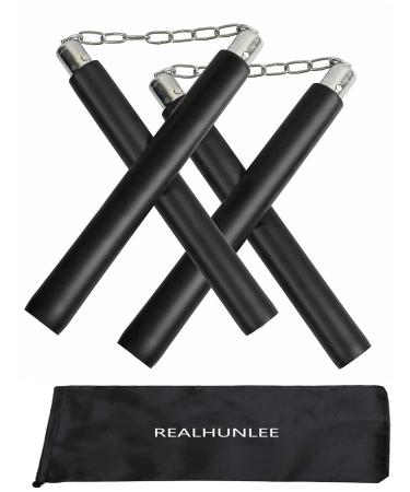 REALHUNLEE Nunchucks Safe Foam Rubber Training Nunchucks Nunchakus for Children Kids & Adults Practicing Self Defense 2 Pack