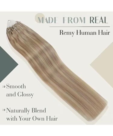 LAAVOO Microring Extensions - Real Hair Blond 50cm Cold Fusion Micro Loop Extensions (Ashblond #18/613) | 50g Package - Buy Online on SooperMarket.com