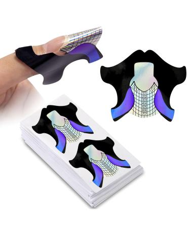 100pcs Round Tips Design Hard Short Nail Art Forms Sticker Nail Forms Extension Guide Self-adhesive Tips for Acrylic UV Gel Nail Art HJ-NTF050