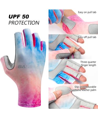 BASSDASH ALTIMATE UPF 50+ Women's Fishing Gloves - Rosy Clouds (Small) | UV Sun Protection for Kayaking, Paddling, Hiking, Cycling, Driving | Fingerless Gloves for Shooting & Training - Buy Online on SooperMarket.com