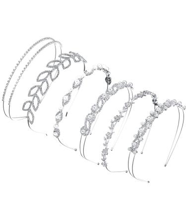 6-Piece Crystal Flower & Leaves Crown Headband Set for Bride & Bridesmaids - Wedding Party Headdress (Style 1) Silver - Buy Online on SooperMarket.com