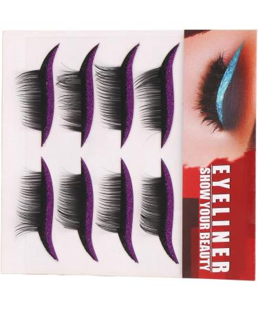 Eyelash Stickers Set 4 Pairs Reusable Waterproof Self Adhesive Glitter Easy to Use Makeup Bold Colors Black Wide Application (Purple) - Buy Online on SooperMarket.com