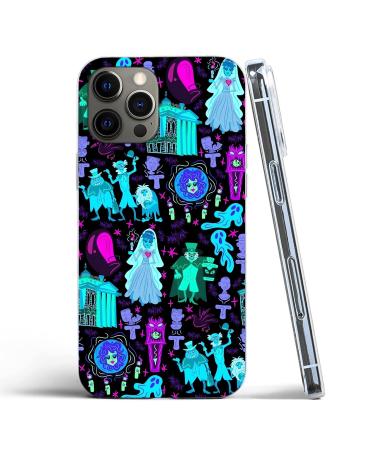 FANPINFANDO Compatible for iPhone Se 2022/2020/7/8 Case Pure Haunted Halloween Mansion Clear TPU Shockproof Phone Cover Turquoise iPhone SE 2020/7/8