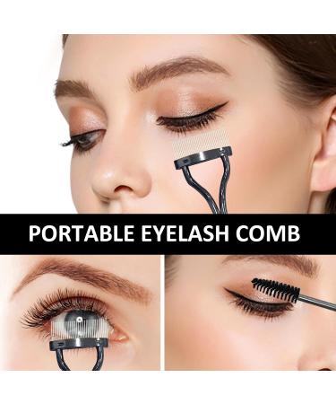 Steel Pin Eyelash Comb Set with Portable Metal Eyebrow Separator - 4pc Makeup Tool Kit - Buy Online on SooperMarket.com