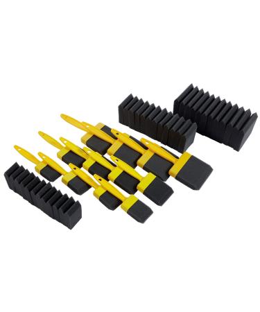 Foam Paint Brush Value Pack (48 Pieces). Contains 4 each 1", 2" and 3" brushes with reusables handles and 12 each 1", 2" and 3" refills.