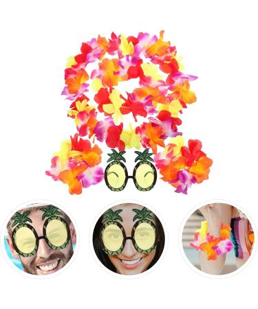 GALPADA 1 Set Pineapple Sunglasses and Hawaiian Leis Set Luau Flower Leis Necklace Headbands and Wristbands for Tropical Hawaiian Beach Party Decorations Birthday Party Favors - Buy Online on SooperMarket.com