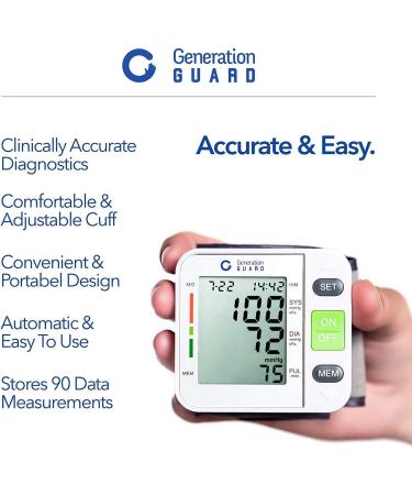 Generation Guard Clinical Automatic Blood Pressure Monitor with FDA Approval and Portable Case - Irregular Heartbeat Detection, Adjustable Wrist Cuff - for Health Monitoring - Buy Online on SooperMarket.com