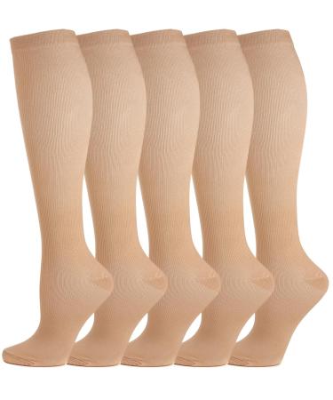 Weekend Peninsula 5 pair of compression stockings Knee socks Socks for women and men sports running flight travel travel pregnancy medical compression socks S-M brown