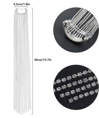 Rhinestone Tassel Hair Clips Silver Diamante Chain Hair Clips for Women Ponytail Clips Hair Style Accessories - Buy Online on SooperMarket.com