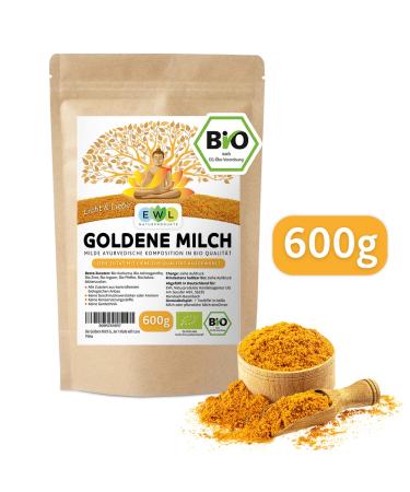 Organic Golden Milk 600g | EWL Natural Products | Turmeric Ginger Ashwagandha Ceylon Cinnamon & Coconut Blossom Sugar - Buy Online on SooperMarket.com