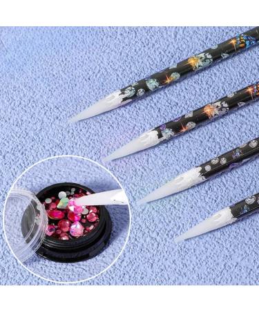 AMZLORD 4/12PCS Rhinestone Picker Pencil Set Self Adhesive Crystal Gem Pick Up Tools with Pencil Sharpener Dotting Wax Pen Nail Dotting Wax Pen for Crafts White - Buy Online on SooperMarket.com
