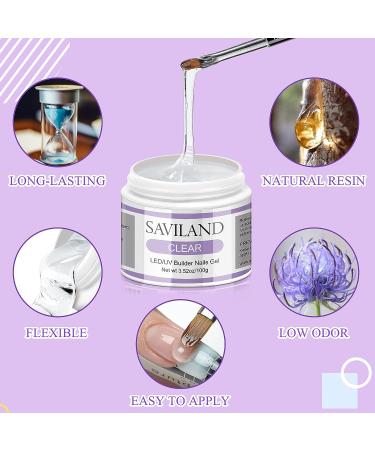 Saviland 3.5oz/100g Clear Builder Nail Gel Kit - Nail Extension Set with Nail Forms and Brush - Buy Online on SooperMarket.com