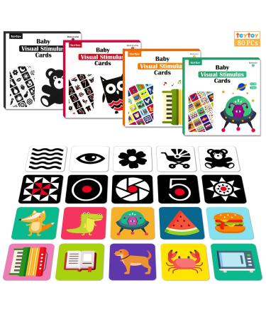 Black and White Baby Flashcard for Intelligence Development 80 PCs 160 Page High Contrast Visual Stimulation Cards Early Memory Learning Tummy Time Toys for Newborn Infants 0 3 6 12 Months Colorful