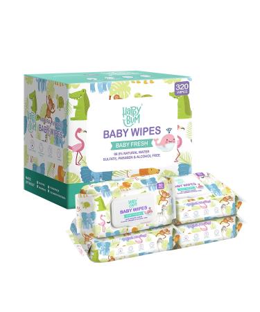 HAPPY BUM Sensitive Water Baby Diaper Wipes - Hypoallergenic, Unscented (320 Wipes) - Buy Online on SooperMarket.com
