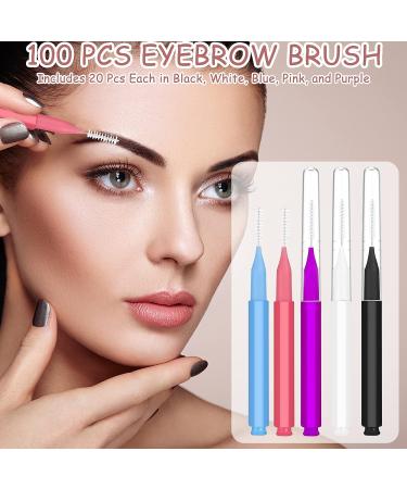 100Pcs Micro Eyebrow & Eyelash Comb Brush with Cap - Multifunctional Brow Lamination Spoolies for Eyebrows - Portable Brow Brushes for Extensions (5 Colors) - Buy Online on SooperMarket.com