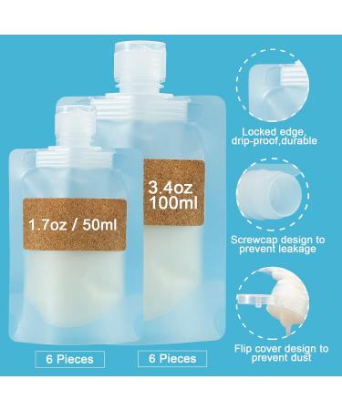 Shop TailaiMei 12-Piece TSA Approved Travel Pouches for Toiletries - Portable & Refillable Shampoo/Conditioner/Lotion Bags (1.7 & 3.4 oz) - Perfect for International Travel - Buy Online on SooperMarket.com