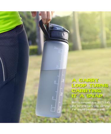 Fulter 1L Sport Water Bottle - BPA Free Non-Slip Grip Perfect for Outdoor Gym & School - Gray - Buy Online on SooperMarket.com