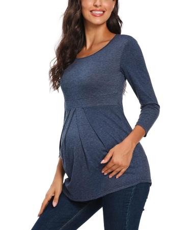 Love2Mi Women's Maternity Nursing Shirt - Layered Wrap Top in Navy - Size L to XL - Buy Online on SooperMarket.com