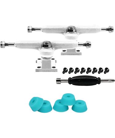 Teak Tuning Prodigy Fingerboard Trucks - White Colorway - 32mm Wide - Pro Shape & Components - Includes Pro Duro 61A Teal Bushings - Buy Online on SooperMarket.com