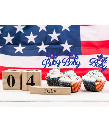 24Pcs Oh Baby Independence Day Cupcake Toppers 4th of July Cake Toppers for Oh Baby Cake Toppers for USA Day Patriotic Baby Shower Party Supplies (Oh Baby) - Buy Online on SooperMarket.com