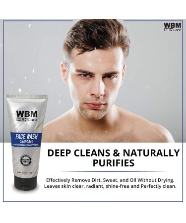 WBM Care Men Deep Cleanse Charcoal Face Wash - Daily Facial Cleanser for All Skin Types | 5.29 Oz | International Shipping - Buy Online on SooperMarket.com