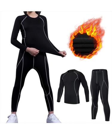 TBOONOR thermal underwear children Ski underwear Set Sport Functional Underwear Boy Beautiful Football Thermo underwear winter sports underwear warm thermo pants and thermoshirt size 30 (158) 150-160cm 1st black