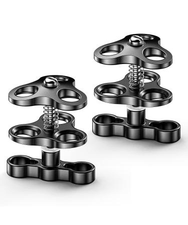 Seafrogs 1'' Aluminum Ball Clamp Mount, Black Standard Underwater Ball Clamp Mount, 360 Degree Clip Adapter Bracket Holder for Underwater Diving Light CP-4-2PCS