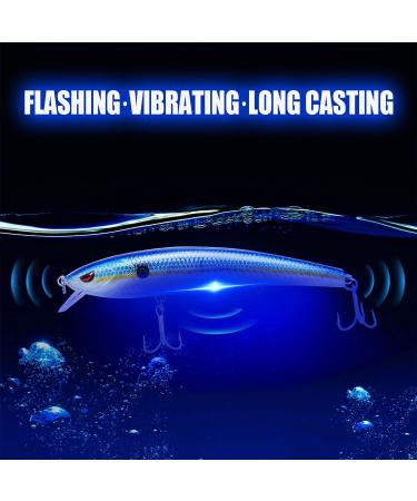TRUSCEND Electronic Twitching Jerkbait LED Robotic Minnow Fishing Lure - USB Rechargeable - Slow Sinking Bass Lures - BlueGreen - Ideal for Freshwater, Saltwater, Ice, and Night Fishing - Buy Online on SooperMarket.com