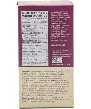 Teeccino Herbal Tea Mocha Rich & Roasted Herbal Tea That s Caffeine Free & Prebiotic for Natural Energy 25 Tea Bags - Buy Online on SooperMarket.com