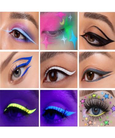 Neon Liquid Eyeliner Set - 12 UV Glow Matte Waterproof Eyeliners for Everyday Halloween & Christmas | Durable & Colorful - Buy Online on SooperMarket.com