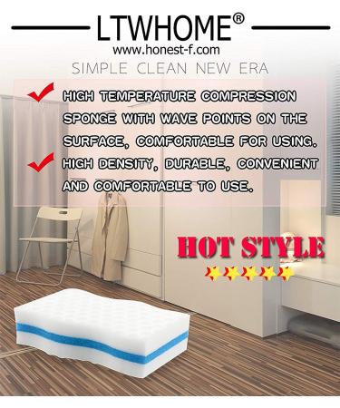LTWHOME Magic Cleaning Dual Sided Wave Type Sponge Melamine 100X 60X 25mm (Pack of 50) - Buy Online on SooperMarket.com