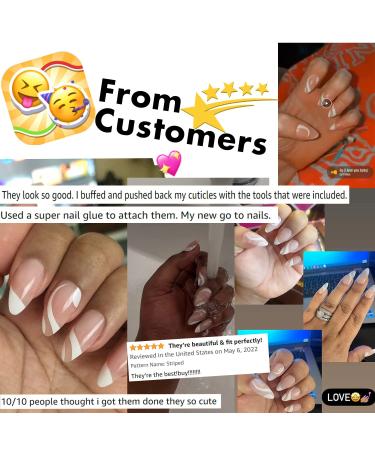 KXAMELIE Medium Length Nude White Swirls Almond Press on Nails - Salon Perfect Stick on Fake Nails for Women - Buy Online on SooperMarket.com
