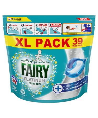 Fairy Non Bio Platinum Pods Washing Liquid Capsules 39 Washes Fresh 1 count (Pack of 39)