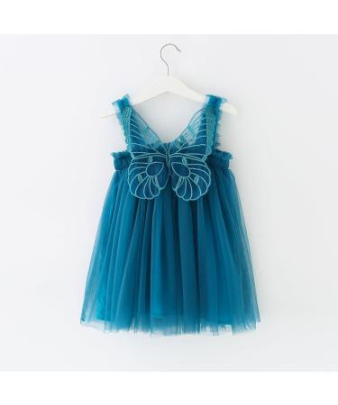 Baby Girl Tulle Princess Dress with Butterfly Wings | 0-4 Years | Peacock Blue - Buy Online on SooperMarket.com