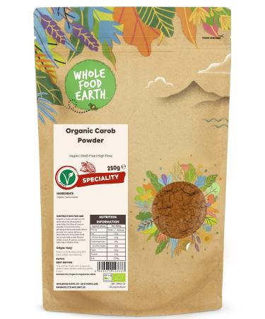 Wholefood Earth Organic Carob Powder 250g Vegan | GMO Free | High Fibre | Certified Organic