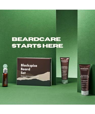 ManCave Blackspice Beard Gift Set - 3 Grooming Essentials for Thicker, Healthier Beard | Vegan-Friendly, Recycled Plastic Tubes | Made in England - Buy Online on SooperMarket.com