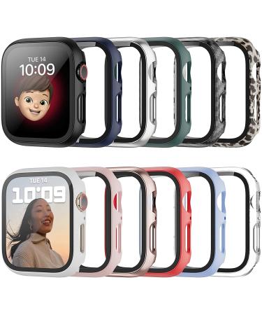 Haojavo 12 Pack Case for Apple Watch Series 8 & Series 7 45mm with Tempered Glass Screen Protector PC Hard Ultra-Thin Scratch Resistant Bumper Protective Cover for iWatch Series 8 7 45mm Accessories 12 PACK only for 45mm