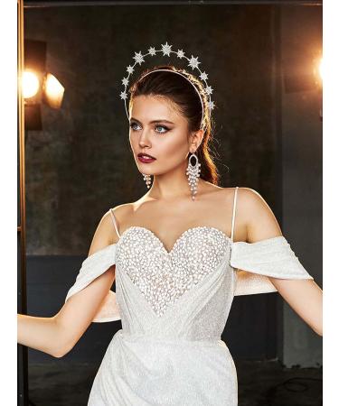 Formery Star Goddess Rhinestone Halo Crown Headband - Silver Hair Accessory for Women and Girls - Buy Online on SooperMarket.com