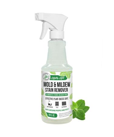 Mighty Mint Mold & Mildew Stain Remover Spray Rapid Clean for Bathroom Kitchen Hard Water Outdoors Natural Peppermint Scent 16oz