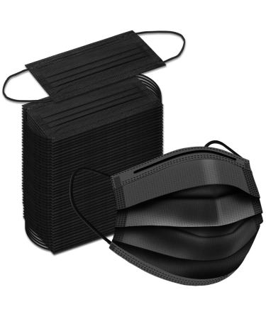 Egook Black Disposable Face Masks, 100 Pack Face Mask 3 Ply Disposable Masks 100pack-black