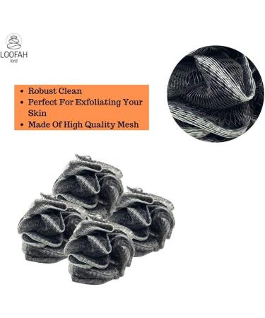 12-Pack Bamboo Charcoal Black Bath Loofah Shower Sponge Poufs - Wholesale Bulk Lot - Buy Online on SooperMarket.com