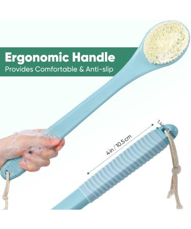 Long Handle Body Back Scrubber - Exfoliating Shower Brush Light Blue - Buy Online on SooperMarket.com