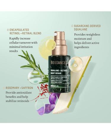 Biossance Squalane + Retinol Serum 1.01 fl oz - Reduce Fine Lines, Wrinkles, Discoloration & Texture - Buy Online on SooperMarket.com